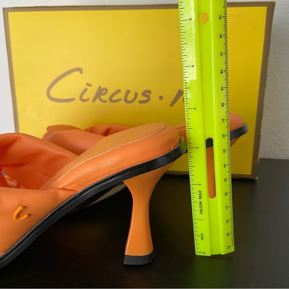 NIB Circus Sam Edelman Orange Sim Square Toe Heel Sandal - Picture 8 of 8